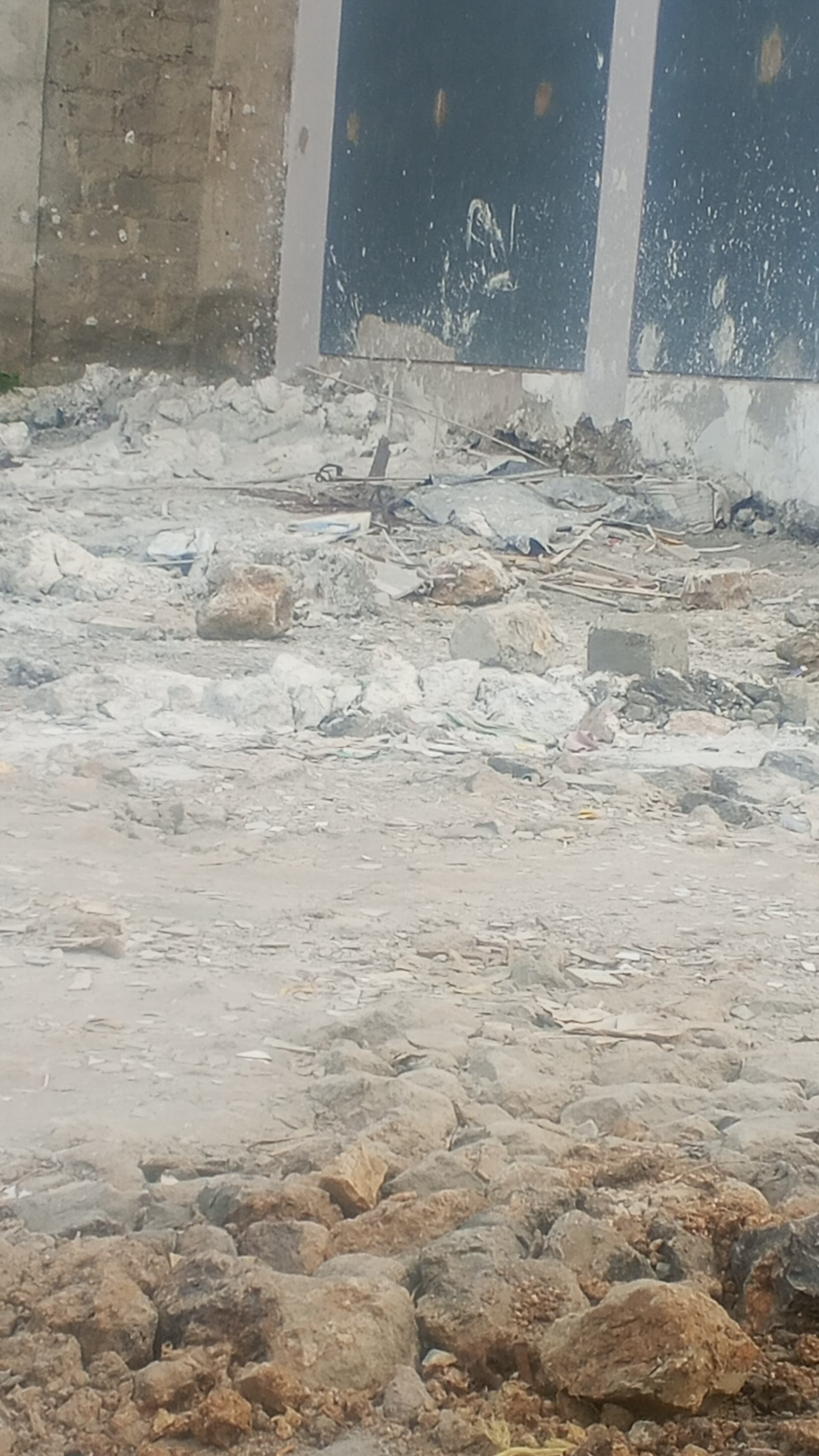 Before: removing the sticks and stones from that place to make a safe place for children to play